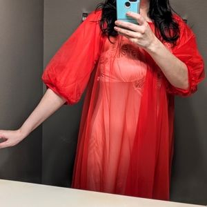 Vintage red lace overcoat